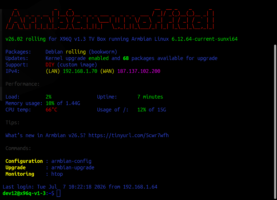 TV-Box Linux Armbian CLI
